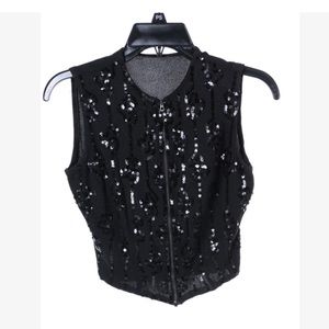 Retro vintage 90s sleeveless sequined zip vest top